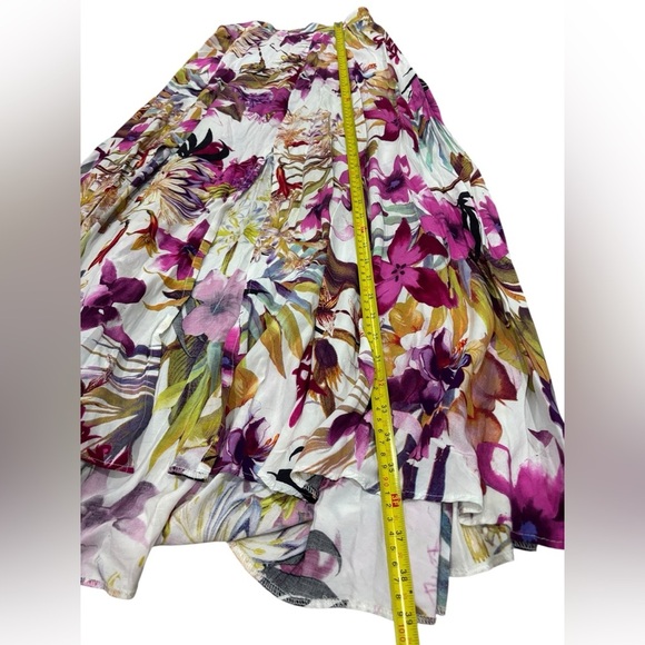 Walker & Wade Tropicana Fuchsia Floral Maxi Hi Lo Skirt Pull On Resort Wear XS - Picture 5 of 7